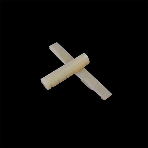 Vecentmat 9Pcs Guitar Part Set, Ebony Guitar Bridge Pins With Abalone Dot Inlay, Unbleached Bone Guitar Nuts & Saddle, Guitar Pin Puller. - Thumbnail 2