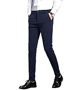 Plaid\u0026Plain Men's Slim Fit Dress Pants 