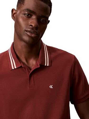 Polo de algodão com ponta piqué, Monograma de manga curta masculino, cinzento (Mocha Moment), M