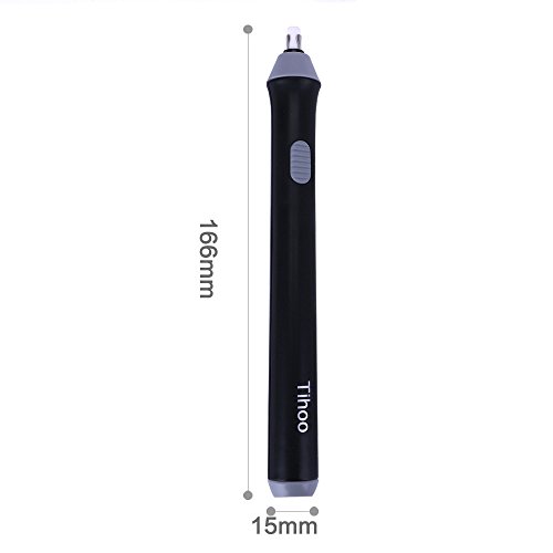 Electric Eraser with Refills, Battery Operated Eraser with Additional Replaceable Rubbers for Art Pencils, Drawing, Painting, Sketching, Drafting, Arts and Crafts (Black and Grey)