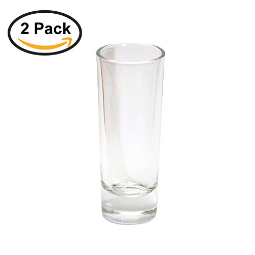 Thirsty Rhino Anja, Round 2 oz Tall Shooter Shot Glass with Heavy Base, Clear Glass, Set of 2