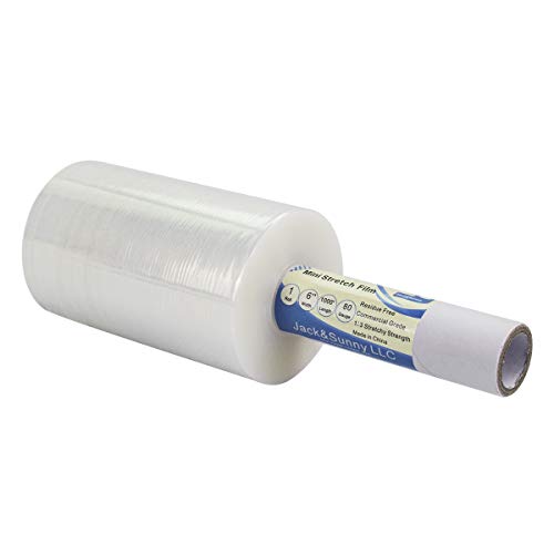 1 Pack Industrial Mini Stretch Wrap Film 6" X 1000 Feet 80 Gauge Clear with Handle for Pallet Wrap Moving Supplies Stretch Wrap & Shrink Wrap Keeps Items Safe Secure and Clean