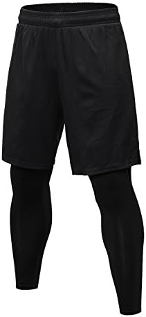 RoxZoom Men's Sports Shorts, 2 in 1 Training Running Basketball Tights Pants for Workout Gym Fitness Riding