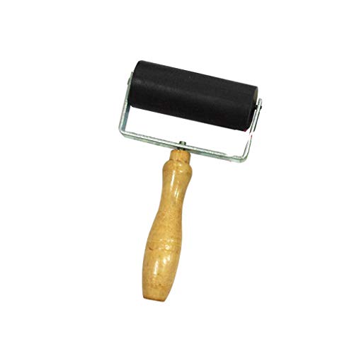 OmkuwlQ Woodblock Deluxe Hard Rubber Brayer Roller Heavy Duty Steel Frame Children Art Craft Tool