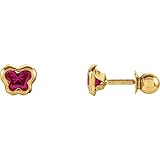 14K Yellow July CZ Birthstone Earrings with Screw Backs