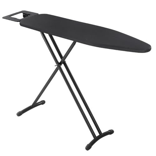 Keqin Large Ironing Board Full Size 131 * 33cm with Heat Resistant Cover,Adjustable Height (69-88cm),Non-Slip Legs and Safety lock Buckle Design Ironing Board and Iron Rest (Black)