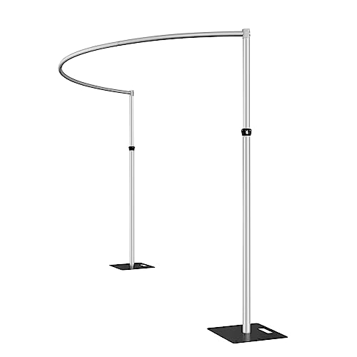 Hecis Pipe and Drape Curved Backdrop Stand, 6-10' Tall x 10' Wide Adjustable Curved Backdrop Kit for Event， Party, Trade Shows and Wedding Decor…