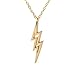 Spinningdaisy Handcrafted Brushed Metal Lightning Bolt Necklace Gold