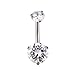 CANDYFANCY 14G Belly Button Ring Surgical Steel Curved Barbell Navel Rings Clear Round Cubic Zirconia Belly Piercings Jewelry