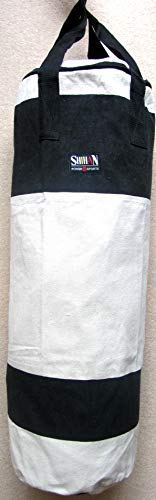 Boxing, Kickboxing Martial Arts 3ft Punch Bag WHITE CANVAS White/Black (Sold Un-Filled)