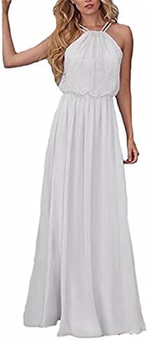 GURNALL Halter Evening Dress Lace Chiffon Sleevesless Prom Cocktail Gown