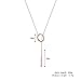 F-U 18K Rose Gold Metal Ring Y Shaped Necklaces Circle Lariat Necklace for Fashion Girls Women