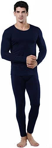 Men's Ultra-Soft Microfiber Tagless Fleece Lined Thermal Top &amp; Bottom Performance Ski Underwear Set