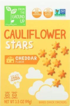 Real Food From the Ground Up Cauliflower Cracker Stars Variety Bundle of Three Flavors: One Box Each of Sea Salt, Pizza and Cheddar (3 Boxes)