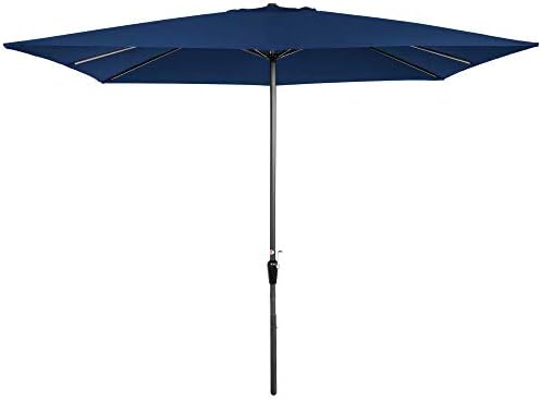 Amazon Com Best Choice Products 8x11ft Rectangular Patio Market Umbrella W Rust Resistant Frame Hand Crank Fade Resistant 210g Polyester Fabric And Wind Vent Navy Blue Garden Outdoor