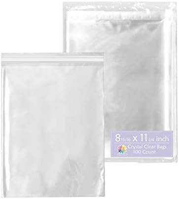 Mat Board Center, 8-15/16" x 11 1/4" Crystal Clear, Protective Polypropylene Storage Bags, with Flap - 100 Bags