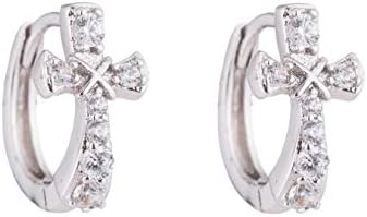 LUXCA Hoop Earrings Dainty Elegant 18K White Gold Filled Cubic Zircon Crystal