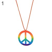 LLtidmsWL Colorful Halloween Peace Symbol Pendant Necklace Earrings Party Masquerade Decor - 1#