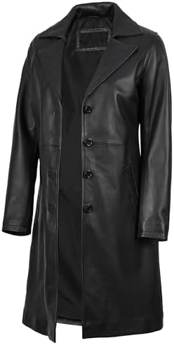 Classic Long Trench Coat - Genuine Leather Full Length Outerwear