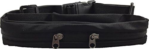 NO BOUNCE Black Elastic Running Belt for iPhone 6s, 7s Plus - 2 XL ZIPPER POCKETS- Adjustable Fitness Waist Pack - Travel Band for Women &amp; Men - Hands Free Running, Hiking, Cycling, or Traveling