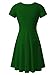 HUHOT Women Short Sleeve Round Neck Summer Casual Flared Midi Dress (Large, Green)