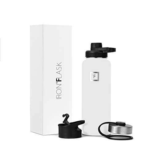 IRON °FLASK Sports Water Bottle 40 Oz, 3 Lids (Spout Lid), Vacuum Insulated Stainless Steel