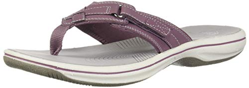 purple clarks flip flops