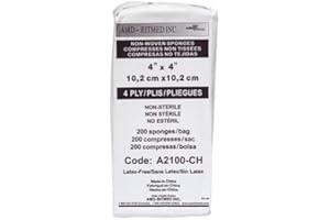 AMD-Ritmed Non-Woven Sponges 4" x 4" | 4-Ply Disposable Cleaning Pads | Soft Lint-Free Non-Sterile Wipes | Multipurpose Absor