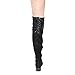 BONNIBEL GF68 Women's Lace Up Inside Zipper Low Heel Over Knee High Boots