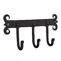 SIGHW Casa Hardware Hand-Forged Iron Spanish Coat Rack with Three Hooks - Black Powder Coat