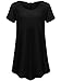 JollieLovin Women Plus Size Short Sleeve Summer Long Tunic Tops Loose Fit T-Shirt to Wear with Leggings(3X,Black)