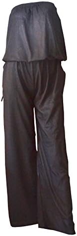 Women Casual Summer Strapless Wide Leg (Flare) Long Pants Jumpsuit (Black)