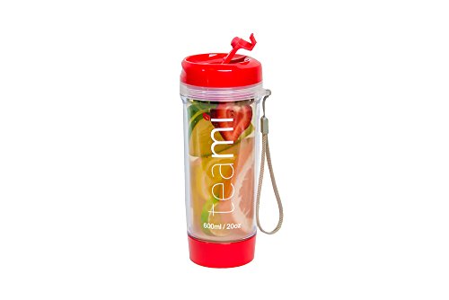 FRUIT INFUSER Water Bottle Tumbler with a Lid | 100% BPA FREE | Our Best Infusion Bottles for Infused Fruit, Smoothies, Tea, and Coffee | Double Walled Mug, Hot & Cold (20 Ounces, Red) - Thumbnail 3