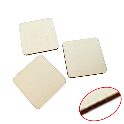 Sweieoni Holzscheiben 150 Stück Holz Quadrate Scheiben Baumscheiben Holzplättchen Holz-Quadrate Holzplättchen zum… – Bild 6