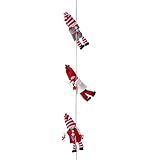 Magic Cabin Santa Helpers Holiday elf Garland, 4¾ inches Tall, 6 feet L, Red Multi