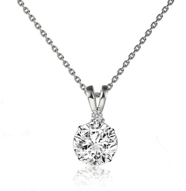 Decorum Elegant Solid Sterling Silver 925 (Not Plated) and AAA Crystal, Two Stone Necklace. Chain 16-18-20 inch Adjustable. Quality Box.