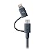 Tech Armor Dual (Lightning/Micro) USB Sync/Charge Cable Compatible with Apple and Android, Tough-Braided Strong Jacket - Space Gray, 6 Feet