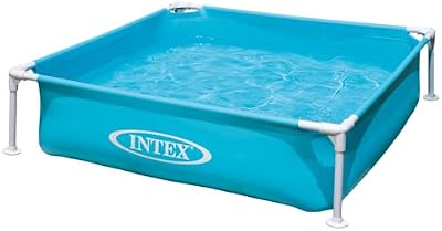 Piscina Tubular Removível Quadrada Intex para Crianças, 122x122x30 cm, 342 litros, Design Quadrado, Vela de Drenagem, Jardim e Exterior, Vinil Resistente, Inclui Patch de Reparação, +2 anos (57173)