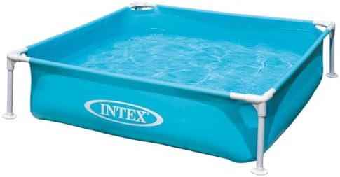 Piscina Tubular Removível Quadrada Intex para Crianças, 122x122x30 cm, 342 litros, Design Quadrado, Vela de Drenagem, Jardim e Exterior, Vinil Resistente, Inclui Patch de Reparação, +2 anos (57173)