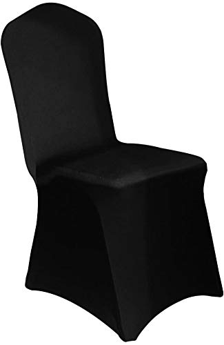 Namvo 10 PCS Chair Cover Spandex Lycra Stretch Slipcover, Suit for Wedding Anniversary Party Banquet, Elasticated Dining Room Chair Protector(Black)