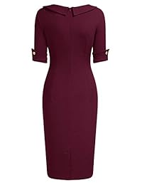 AISIZE Vestido de mujer estilo años 50, con cuello asimétrico, de media manga, plisado