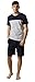 Suntasty Men's Summer Sleepwear Lounge Set Stripe Short Sleeve Pajamas Top with Solid Shorts Blue XL