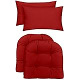 RSH DÃ©cor Indoor/Outdoor - 2 U-Shape Wicker Chair Cushions & Bonus Lumbar/Throw Pillows (2 (19
