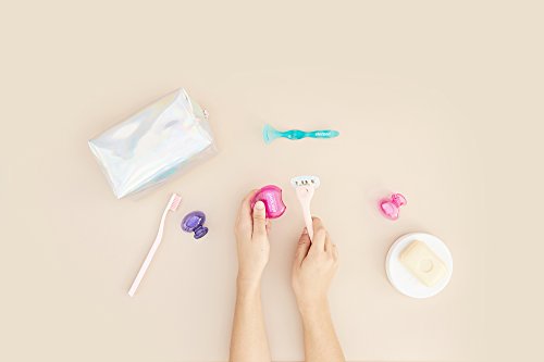 Steripod Kit For Women: 4 Clip-On Toothbrush Protectors (Rose Gold, Pearl, Clear Silver, Clear Purple), 2 Razor Covers (Pink & Pearl), 2 Tongue Cleaners (Pink & Pearl)