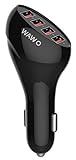 WAWO Quick Charge 10A / 50W High Power 4-port Smart USB Car Charger - Black