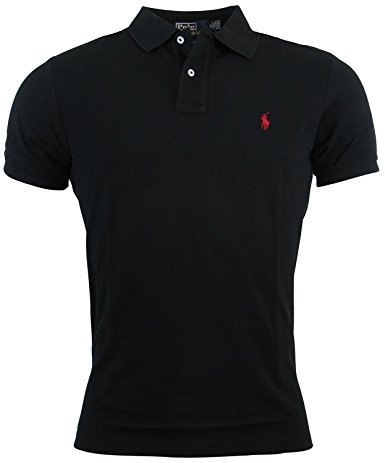 Polo ralph lauren mens custom fit mesh polo shirt (black-medium)