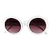 Pop Fashionwear® Womens Fashion Circle Round Jackie O Bold Chic Sunglasses P547 (White-GradientSmoke Lens)