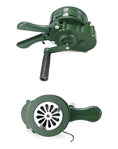 QWORK Hand Crank Siren Horn, Hand Loud Crank, Emergency Safety Manual Siren, Portable Hand Held Siren Horns Alarm, Green