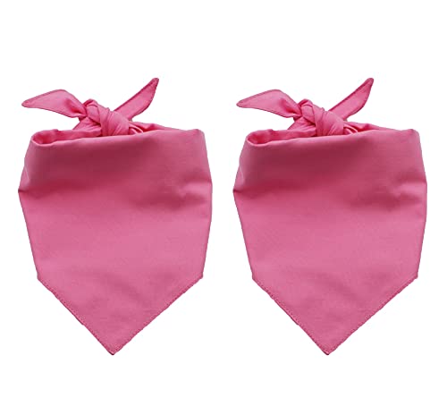 EechicSpace 2 Pack Hot Pink Cotton Plain Dog Bandanas for Large Dogs