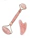 Rose Quartz Jade Roller and Scraping For Face, Natural Jade Roller Pink for Face to Eyes Neck Clear Toxin/Reduce Puffiness/Slimming/Remove Wrinkles/Anti-Aging Restoring, Valenttines Gift.